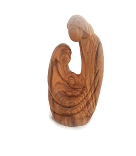Mantel Family 14 cm Hand Carved from Olive Wood in Bethlehem.