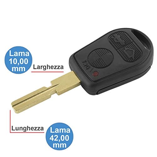 Cover Remote Key Case 3 Buttons and Hu58 Blade BMW F x1 x3 x5 x6 3 5 7 Series M3 M5 Z3 Z4 E36 E38 E39 E46 E53 E83 chiavit bm014 RICAMBI Shell Car Keys Electronic Spare Compatible Without Logo And Transponder