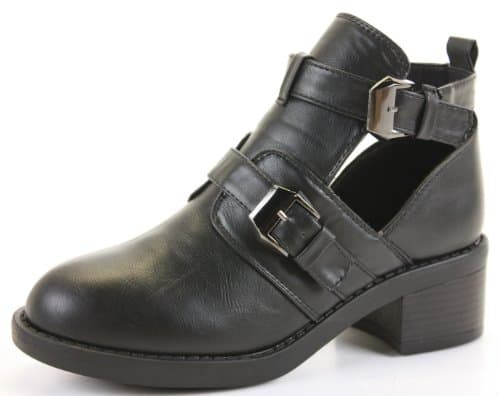 Ladies Block Shoes Heeled Booties Mid Heel Platform Chelsea Cut Out Ankle Boots Size