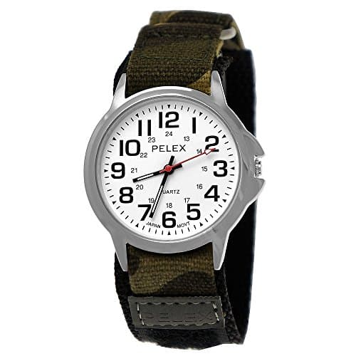 Pelex London Camouflage Kid's Watch Boy's Watch Analogue Quartz Bracelet Watch Black/Silver/White/Green/Grey Fabric Nylon Velcro Fastening Children's Girl's Japanese Quality Movement