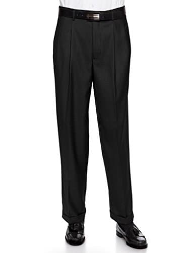 Giovanni Uomo Mens Pleate Front Traditional Fit Dress Pant  Black 31 Short