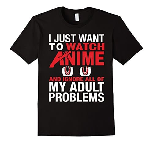 Men's Anime Shirt - Watch Anime And Ignore Adult Problems  Large Black