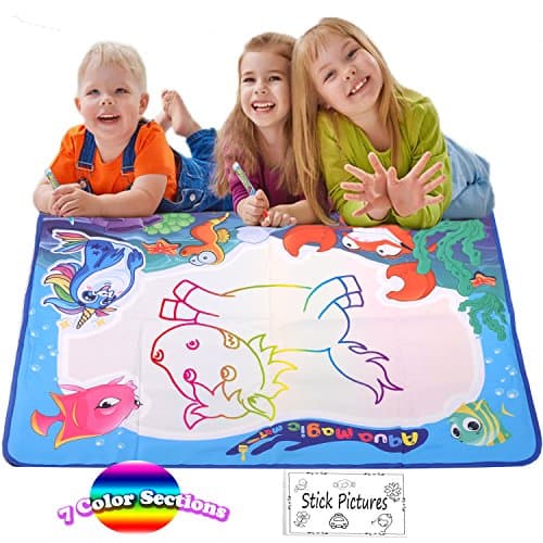 ShuYo Aqua Doodle Drawing Mat, 35.5" x 27.5" Large Magic Water Painting Mat Set Water Drawing Board- Best Art Writing Learning Educational Toys for 2 3 4 5 Years Old Boys Girls with 2 Magic Pens