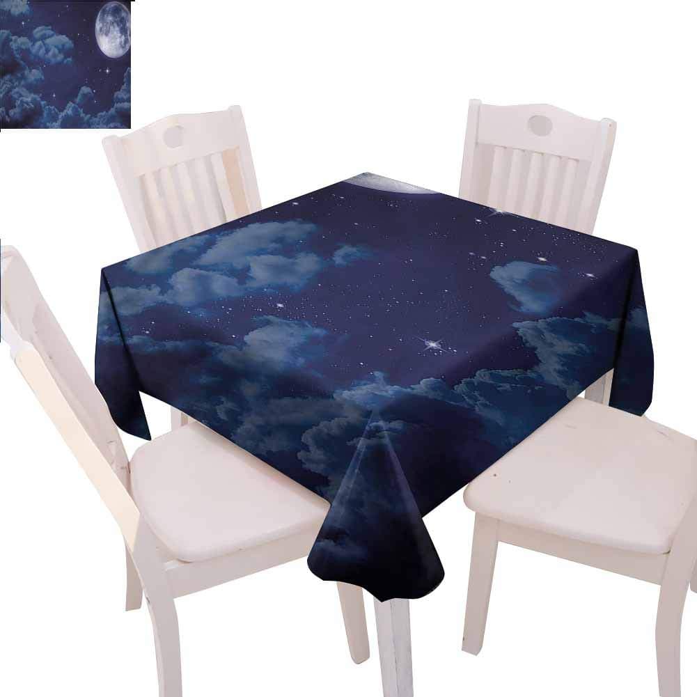 Zara Henry Night Sky Square Tablecloth Full Moon Lunar Clouds Microfiber Tablecloth W36 xL36