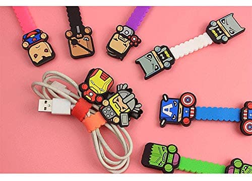Smile Pick 4pcs Cartoon The Avenger Wave Style Cable Winder Earphone USB Cable Wire Organizer Cord Holder (Random)