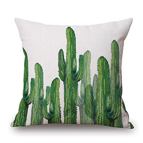 Happy Cool Cotton Linen Square Hand Drawing Cacti Home Office Indoor Decorative Dinning Room Kitchen Chair Seat Sofa Couch Chair Seat Back Case Home Pillowcase Cover 18"x 18" Rhipsalis-1