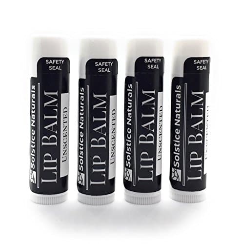 Natural Unscented and Unflavored Lip Balm - Therapeutic and Moisturizing for Dry and Chapped Lips - Made with Beeswax Cocoa Butter Shea Butter Aloe Vera - Great for Women Men &amp; Kids (Pack of 4)