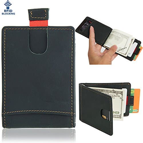 Pershoo Men Wallet, RFID Blocking Genuine Leather Purse Bifold Ultra Slim Billfold Minimalist Wallet, Full Grain Leather Front Pocket Money Clip Credit Card Holders Slots Case + [Exquisite Gift Bag]