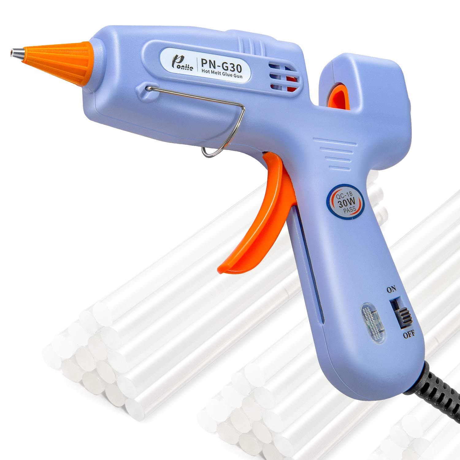 Poniie PN-G30 Mini 30W Hot Melt Glue Gun with 35pcs Strong Adhesive Glue Sticks for DIY Small Craft Projects, Sealing & Quick Repairs