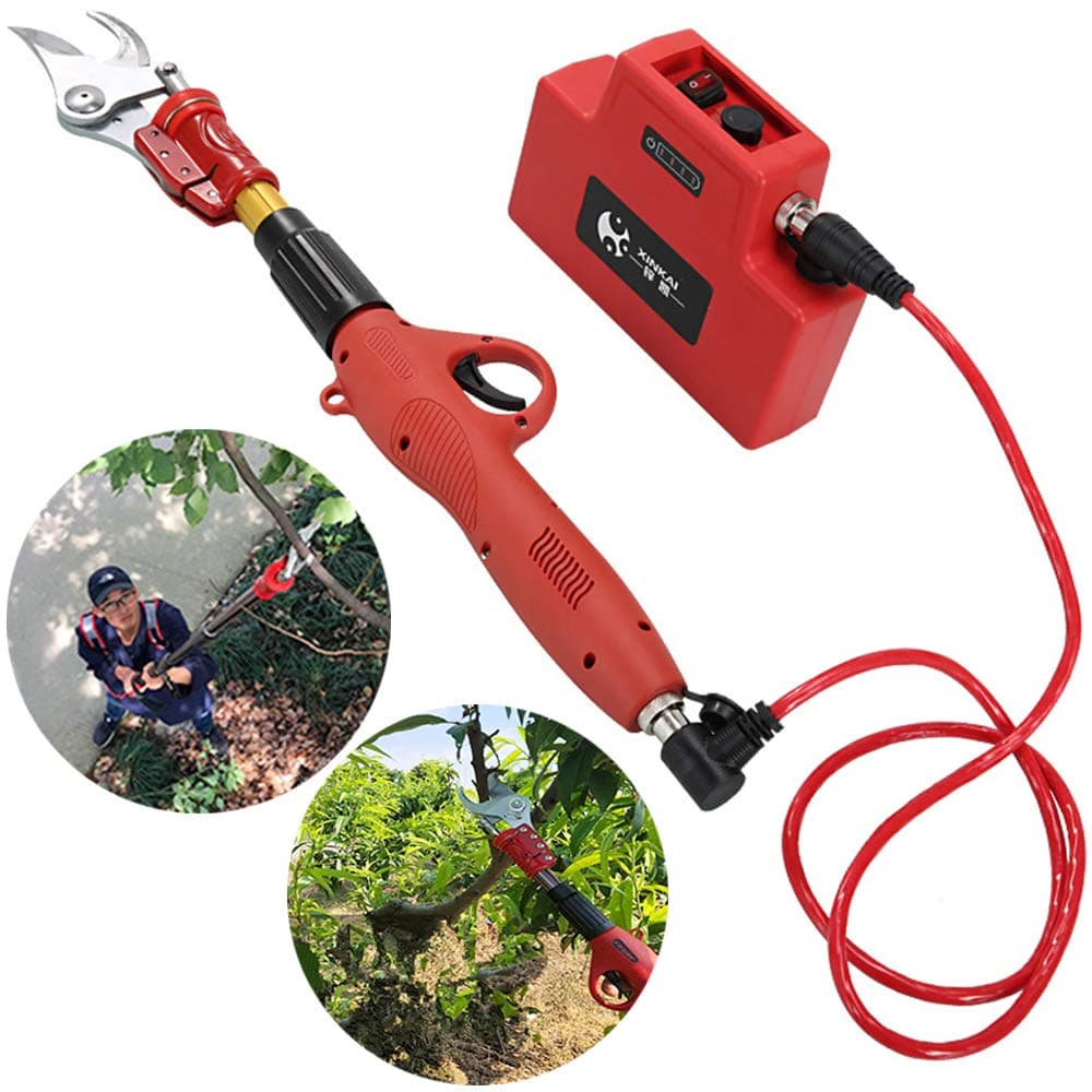 HWJF Electric pruning shears, rechargeable tree trimming belt 3 sections of any lengthening rod 165cn gardening electric scissors tool maximum trimming grape branches within 45mm