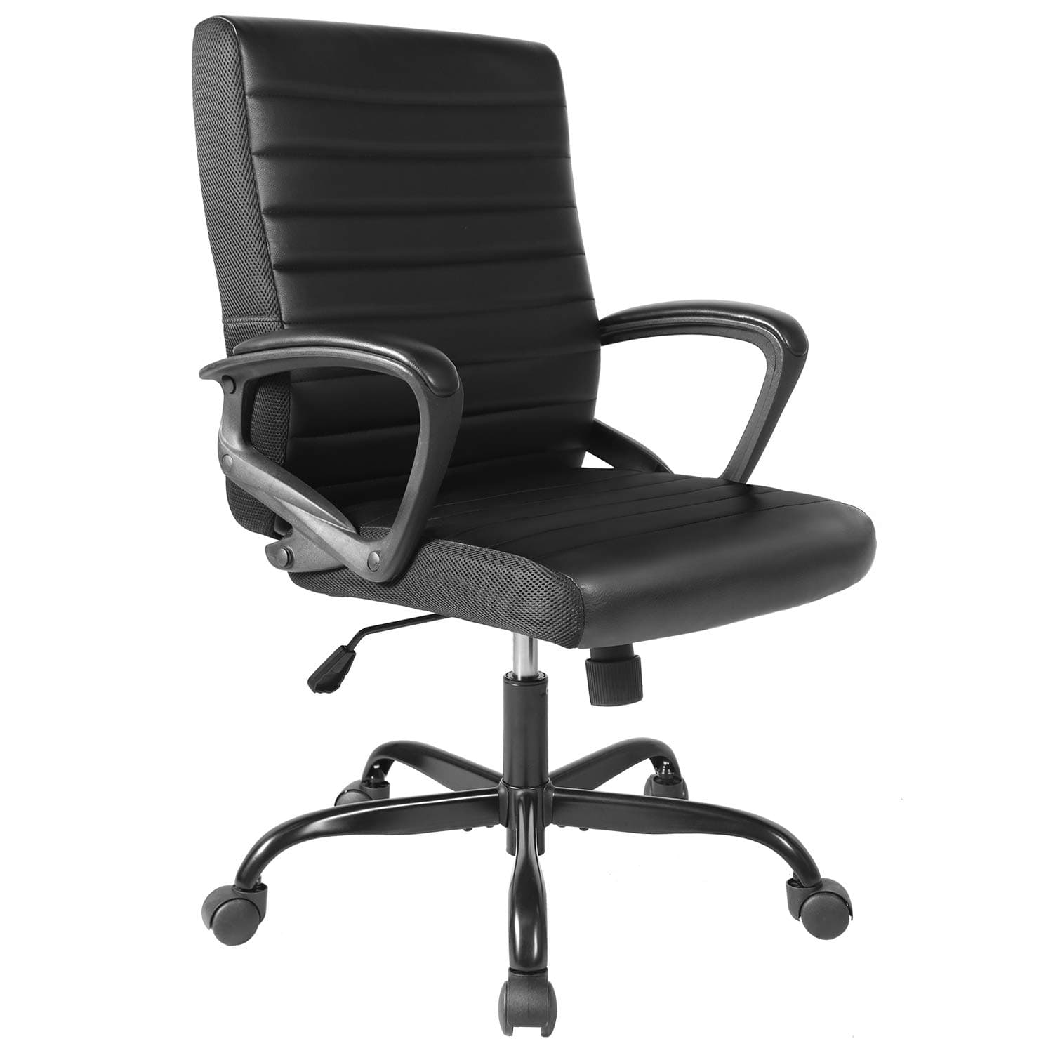 Office Chair Bonded Leather, Ergonomic Executive Computer Task Office Desk Chair Mid-Back with Swiveling Casters for Home Office Conference Room