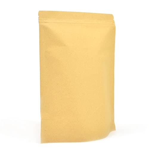 100 Kraft Paper Stand-Up Reusable Food Pouches (170mm x 240mm x 40mm) | Foil-Lined, Heat-Sealable | Resealable Ziplock Bags Tear Notch | Brown Paper Packaging for Coffee Beans, Nuts & Snacks Etc