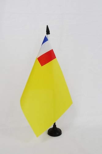 AZ FLAGAZ FLAG French Indochina 1887-1954 Table Flag 5'' x 8'' - French Indo-China Desk Flag 21 x 14 cm - Black Plastic Stick and Base
