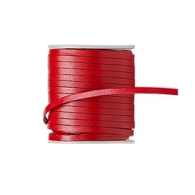 Genuine Flat Leather Lace Red 4x1.5mm 1 Yard Section (Spool is not included)