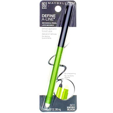 Maybelline Define-A-Line Eyeliner Pencil, Ebony Black Matte [801], 1 Ea (Pack Of 2), Assorted