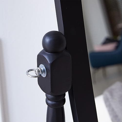 Livinia Ashely Wooden Antique Floor Free Standing Mirror/Traditional Style 60" Oval Clear Dressing Cheval Mirror Bedroom Interior (Black)