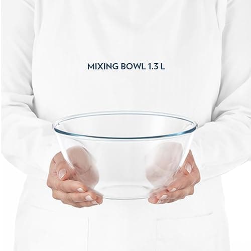 Borosil Mixing Bowl w Blue Lid Set of 3, 500ml + 900ml + 1.3 L