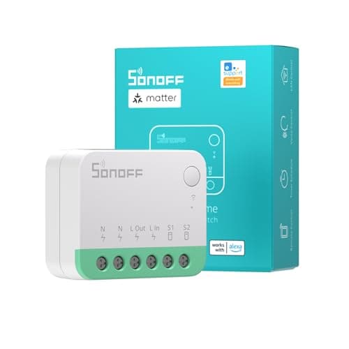 SONOFF Wi-Fi Smart Switch Matter Smart Switch 10A 2400W, Neutral and Live Wires Required, Remote Control Smart Scheduled Light Switch Works With Alexa/Google Home, MINIR4M