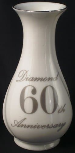 Diamond 60th Anniversary gift Bud Vase in Bone China