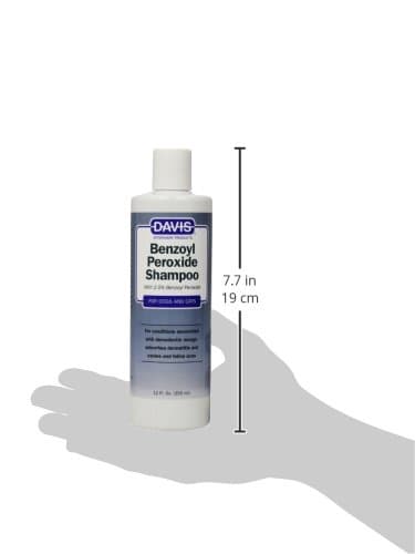 Davis Benzoyl Peroxide Medicated Dog & Cat Shampoo, 12 oz. – Dermatitis and Demodectic Mange, White (DM150 12)