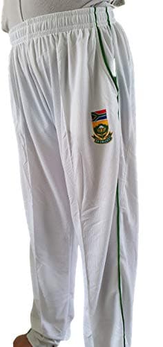 WHITE CRICKET TROUSER WITH SOUTH AFRICA TEST LOGO ADULTS LARGE MENS INCH WAIST 36-38