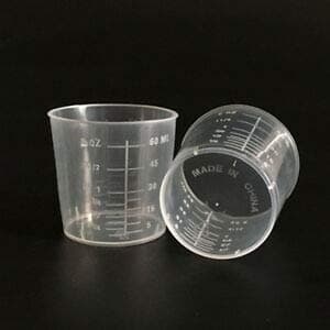 Medicine Measuring Cup/Pot 60ml x 50. Polythene. Autoclavable.