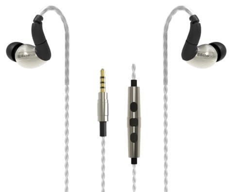 Echobox Nomad N1a Titanium in-Ear Monitor (IEM) Earbuds – Tangle-Free Cable, in-Line Mic Headphones for Musicians & Gamers, Compatible with Android