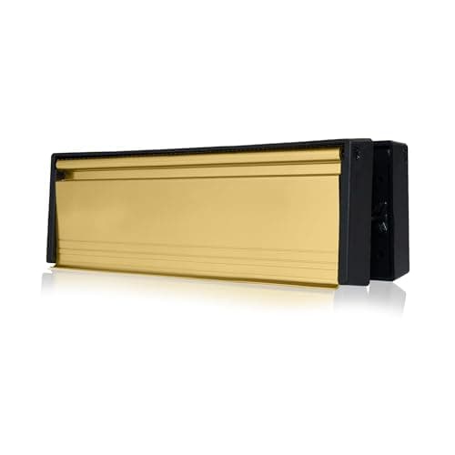 UAP MailPlate 12" Letterplate Polished Brass, Premium Draught Proof Postal Letterbox, Telescopic Sleeved Letter Box for Wooden, Composite and uPVC Midrail Doors with 40-80mm Door Thickness.