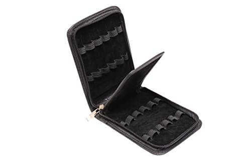 Topoomart Fountain Roller Ball Pen Case Holder PU Leather Bag for 12 Pens Color Black