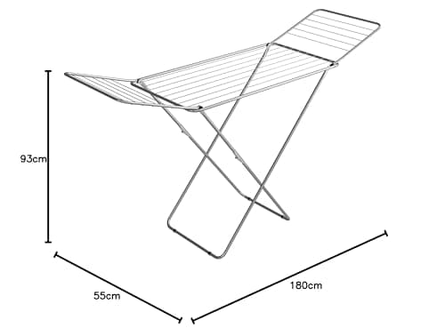SF SAVINO FILIPPO Gimi Jolly Floor Drying Rack with Non-Slip Feet, Drying Space 18 m, Silver, Steel, 180 x 55 x 93 cm