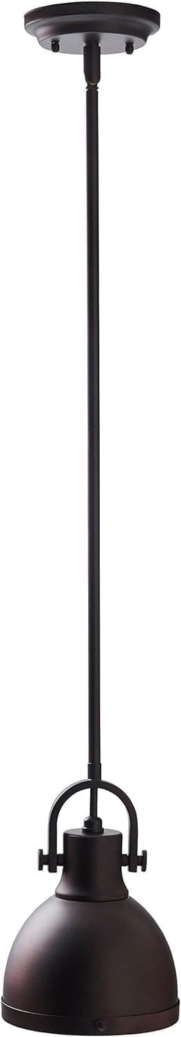 Amazon Brand – Stone & Beam Emmons Industrial Ceiling Pendant Chandelier Fixture With Light Bulb, Adjustable 11.25"- 59.25"H, Oil-Rubbed Bronze