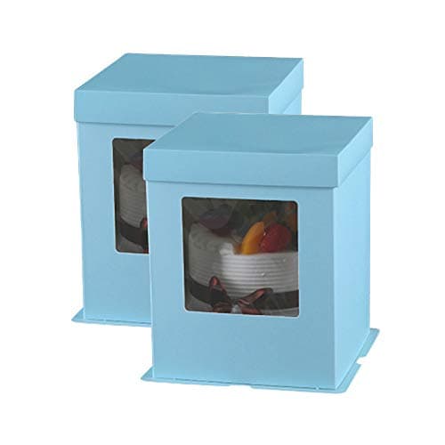 YOUNGTION 8x8x10 Large Cake Assembly Box with Clear Window for Bakery, Gift Box for Birthday, Christmas Day, New Year, Transparent Gift Box with Green Base and Lid 2 Pack