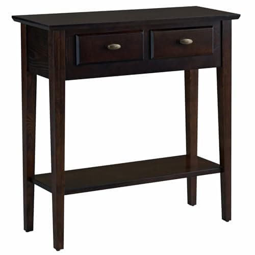 Leick Home Teegan Console Table, Solid Wood, with 2 Drawers, for Entryways, Hallways, and Living Rooms, Chocolate Oak, 10075-CH