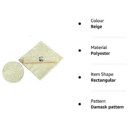i-Sure Dinner Cloth Napkins,Table Napkins(Pack of 4) (Beige)