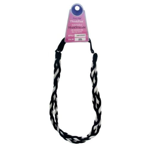 Lord & Cliff Think Pink Hair Stream Braided Headband Stream 2: Black and White