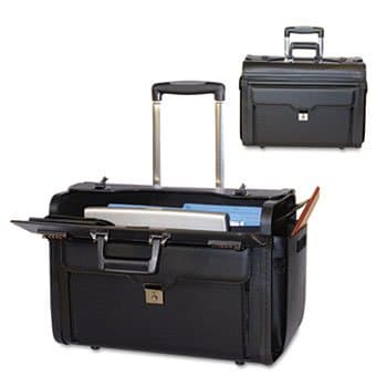 Bond Street Ltd Rolling Computer/Catalog Case Leather Added Webbing 19 X 9 X 15-1/2 Black