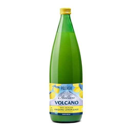 WIAONE Volcano Bursts Organic Italian 100% Organic Lemon Juice In Glass Bottle, 33.8 oz | Pack of 1