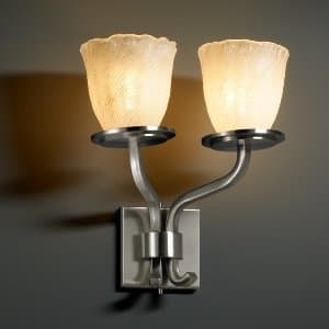 GLA-8782-16-GLDC-NCKL-GU24 - Justice Design - Sonoma - Two Light Short Wall Sconce GLDC: Gold with Clear Rim Glass Shade Brushed Nickel Finish - Veneto Luce