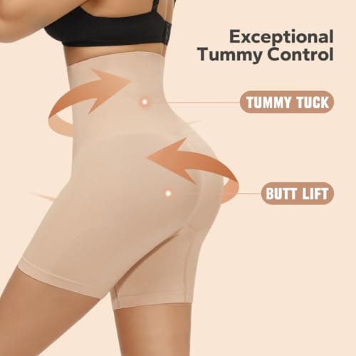 ShaperSwan Shapewear Shorts for Women, High Waisted Body Shaper Shorts, Tummy Control, Butt Lifter, Seamless Compression