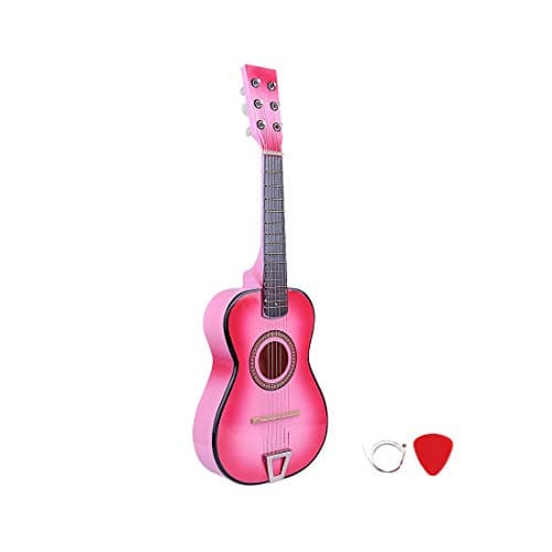 RuiyiF Guitar for 6 Strings Pink Toy, 23 Inch Toddler Toy Acoustic Guitars for Birthday Gift