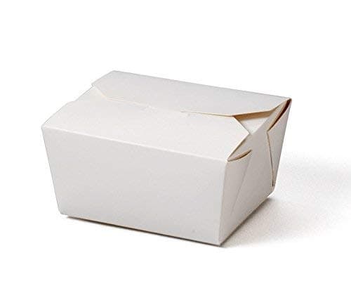 50 x No 1 (26oz) White Paper Hot Cold Food Container Box Leak Proof For Takeaway Jenpak