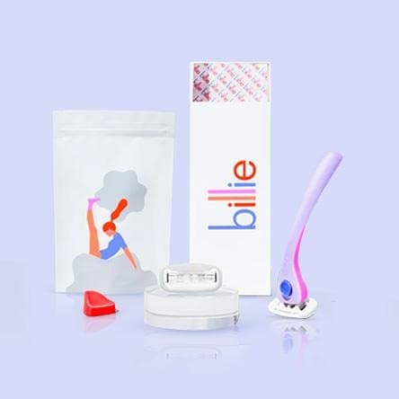 Billie Shaving Razor Start Set - with 2x 5-Blade Cartridges and the Magic Holder - DreamPop Color, 4 Piece Set