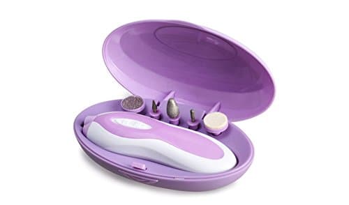 Manicure Set/Pedicure Set with 5 attachments, electrical nail care, LED-lighted and a storage box, color: purple