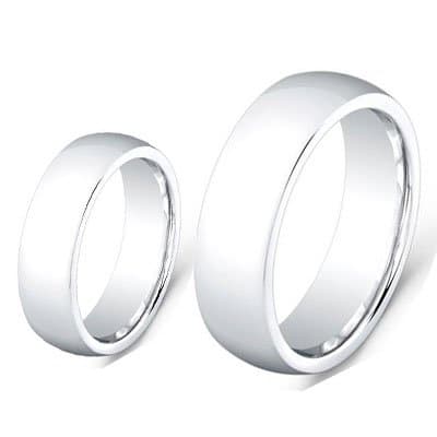 His & Her's 8MM/6MM Cobalt Chrome High Polished Domed finished Wedding Band Ring Set (Available Sizes 6-12 Including Half Sizes)