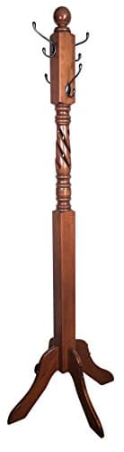 Hope Woodworking Wood Hall Tree, Coat Tree, Spiral Hollow, 3" x 3" x 66", Cherry Wood, Washington Cherry Stain
