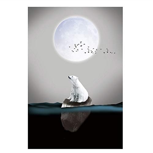 Suuyar Lonely Polar Bear Wall Art Canvas Posters and Prints Animal Paintings Wall Picture for Living Rooms Modern Decor-50x70cm No Frame