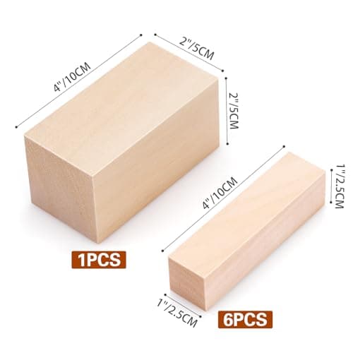 7 Pcs Basswood Carving Blocks,Wood Carving Blocks Set,2 Different Size Whittling Wood Blocks for Craft Carving Wooden Blocks,4x1x1 and 4x2x2 Inch Bass Wood, for Wood Carving Wood Crafts