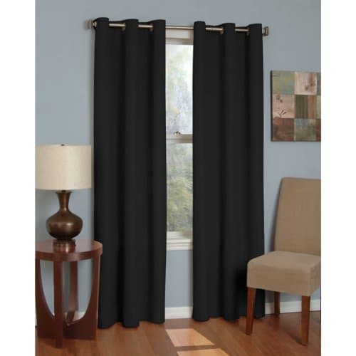84" Long Black Microfiber Eclipse Thermaback Blackout Insulated Grommet Top Curtain Panel