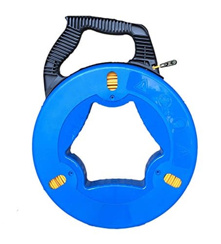 ezitown Blue Cable Puller Fiberglass Wire Reel Reusable Electrical Fish Tape length 30Meters (100ft) Diameter 4mm(1/6") going through wall pvc conduit wiring engineering minimum bending diameter 20cm