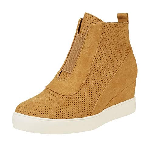LAICIGO Women's Fashion Sneakers Side Zipper Platform High Top Wedge Sneaker Sports Shoes